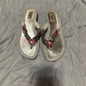 Stylish Silver Beaded Sandals by Rocket Dog